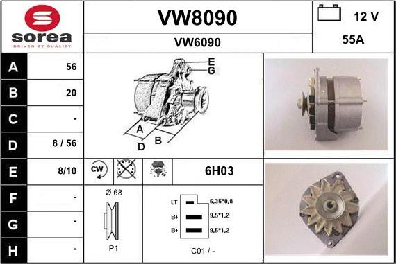 SNRA VW8090 - Генератор vvparts.bg