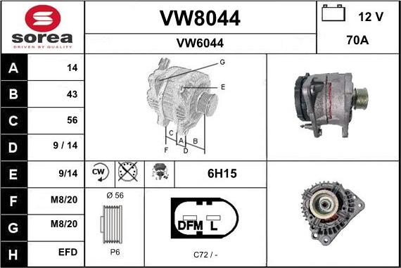 SNRA VW8044 - Генератор vvparts.bg