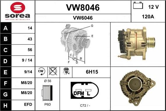 SNRA VW8046 - Генератор vvparts.bg
