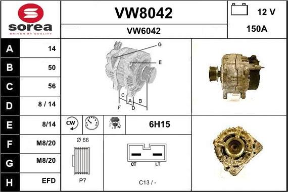 SNRA VW8042 - Генератор vvparts.bg