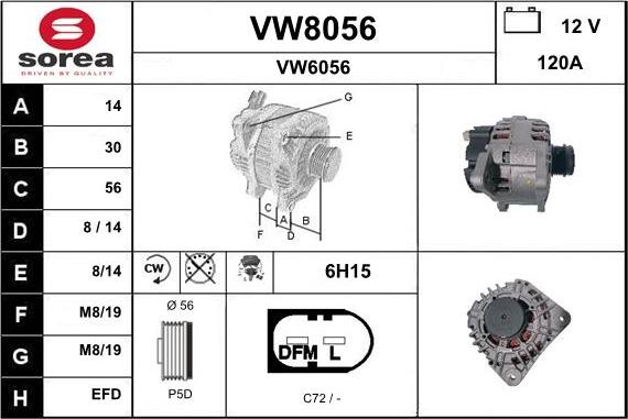 SNRA VW8056 - Генератор vvparts.bg