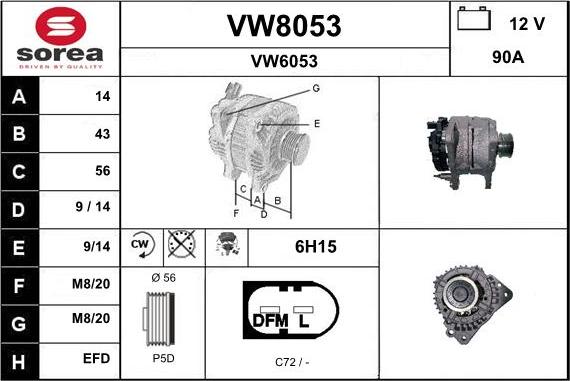 SNRA VW8053 - Генератор vvparts.bg