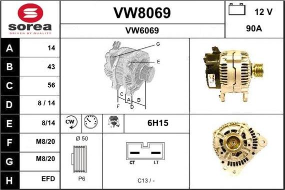 SNRA VW8069 - Генератор vvparts.bg