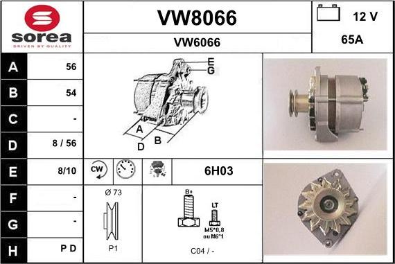 SNRA VW8066 - Генератор vvparts.bg