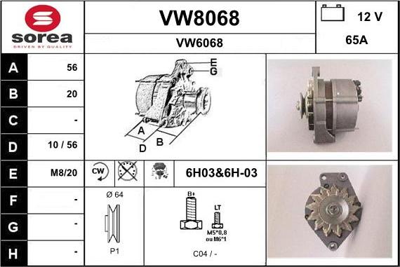 SNRA VW8068 - Генератор vvparts.bg