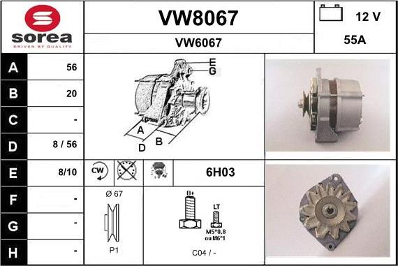 SNRA VW8067 - Генератор vvparts.bg