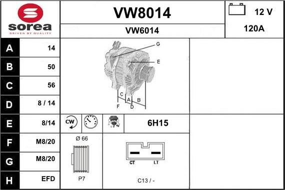 SNRA VW8014 - Генератор vvparts.bg