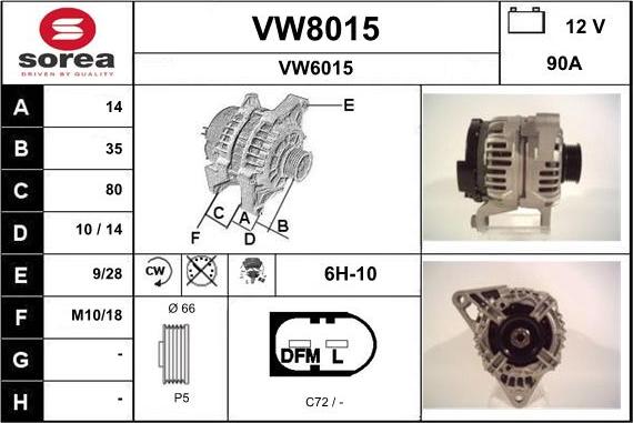 SNRA VW8015 - Генератор vvparts.bg