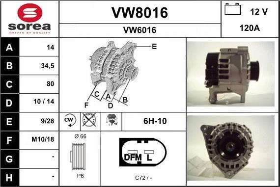 SNRA VW8016 - Генератор vvparts.bg