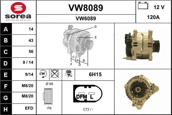 SNRA VW8089 - Генератор vvparts.bg
