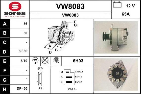 SNRA VW8083 - Генератор vvparts.bg