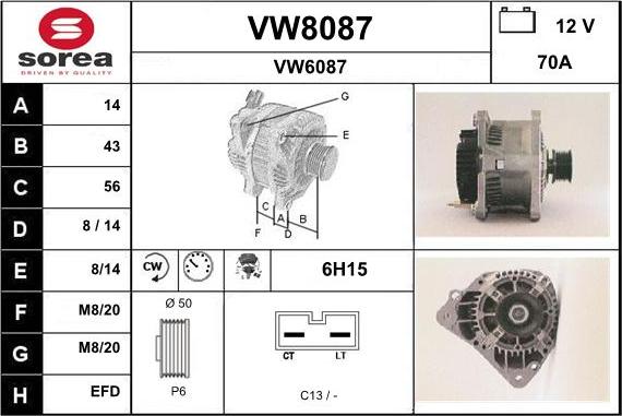SNRA VW8087 - Генератор vvparts.bg
