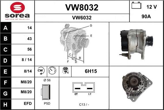 SNRA VW8032 - Генератор vvparts.bg