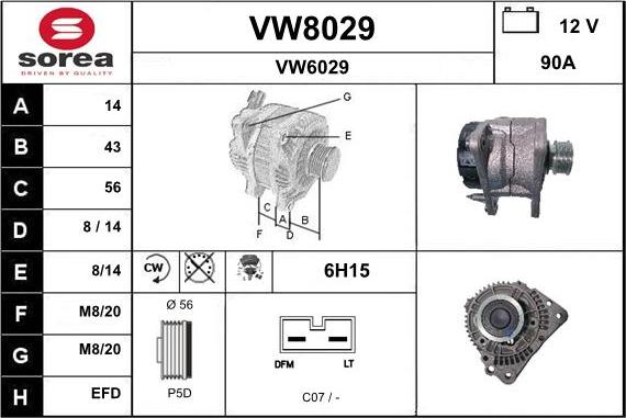 SNRA VW8029 - Генератор vvparts.bg