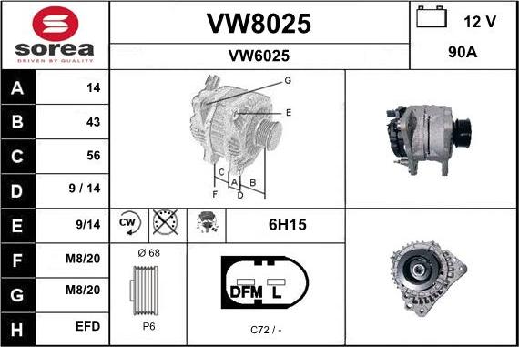 SNRA VW8025 - Генератор vvparts.bg