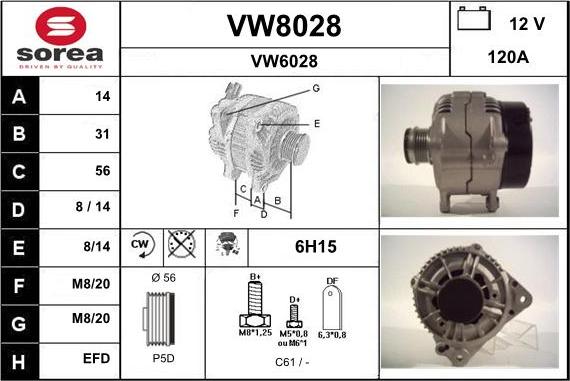 SNRA VW8028 - Генератор vvparts.bg