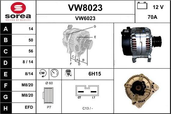 SNRA VW8023 - Генератор vvparts.bg