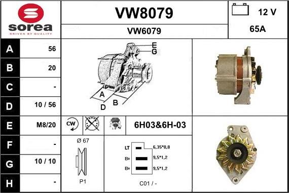 SNRA VW8079 - Генератор vvparts.bg