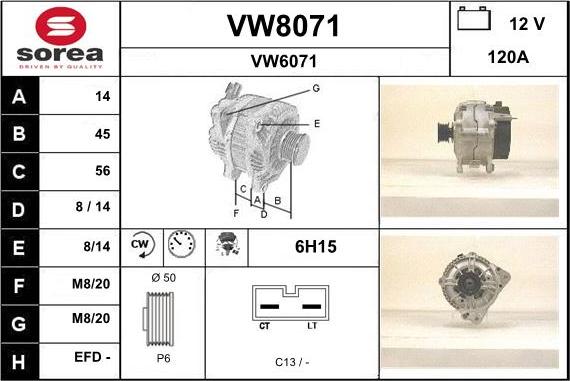 SNRA VW8071 - Генератор vvparts.bg