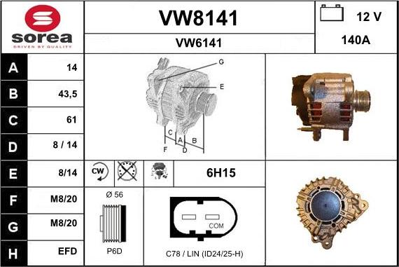 SNRA VW8141 - Генератор vvparts.bg