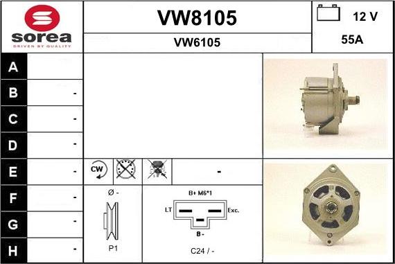 SNRA VW8105 - Генератор vvparts.bg