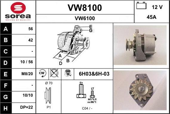 SNRA VW8100 - Генератор vvparts.bg