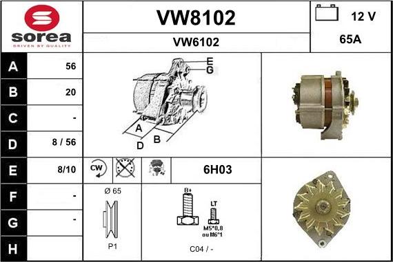 SNRA VW8102 - Генератор vvparts.bg