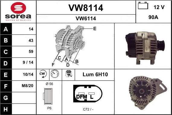 SNRA VW8114 - Генератор vvparts.bg