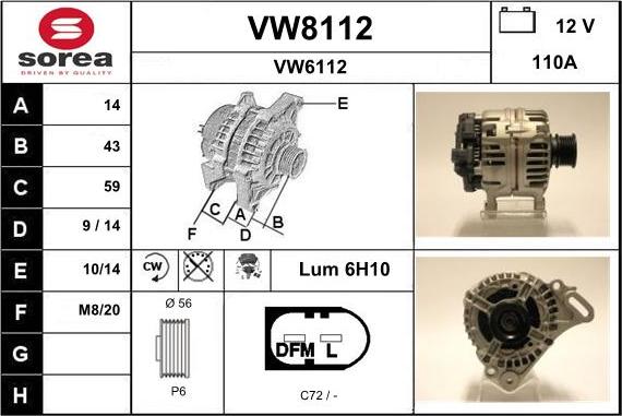 SNRA VW8112 - Генератор vvparts.bg