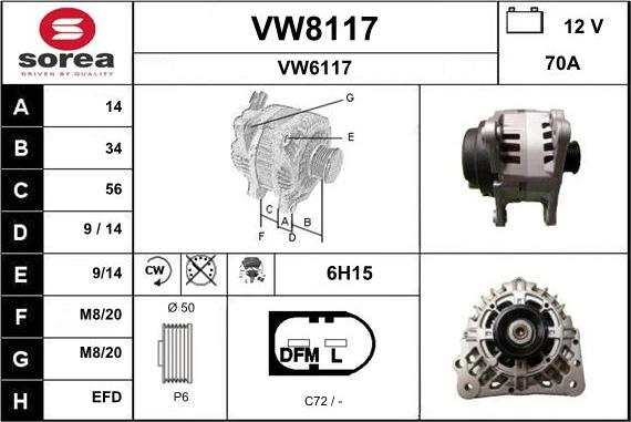 SNRA VW8117 - Генератор vvparts.bg