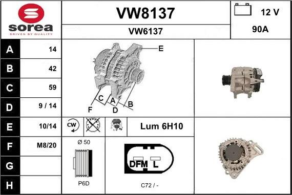 SNRA VW8137 - Генератор vvparts.bg