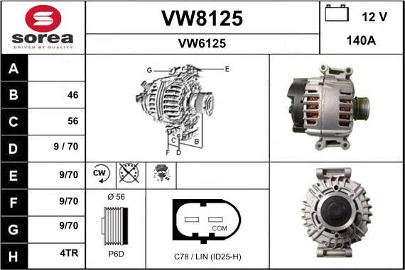 SNRA VW8125 - Генератор vvparts.bg