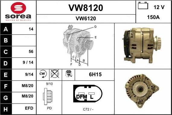 SNRA VW8120 - Генератор vvparts.bg