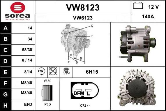 SNRA VW8123 - Генератор vvparts.bg