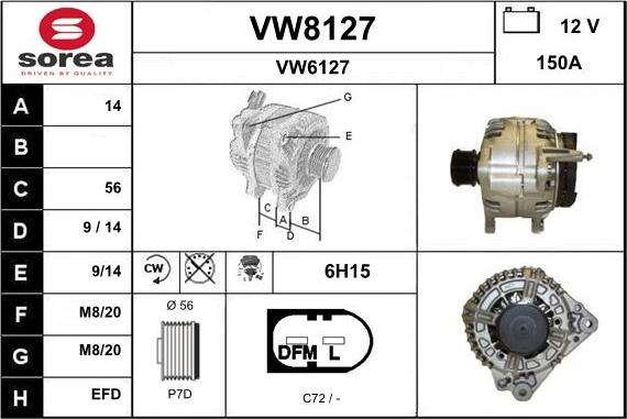 SNRA VW8127 - Генератор vvparts.bg