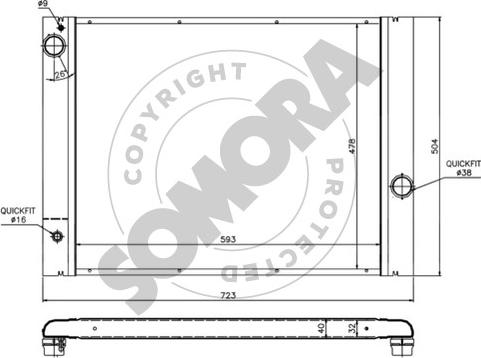 Somora 042340 - Радиатор, охлаждане на двигателя vvparts.bg