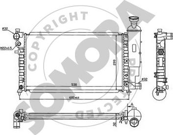 Somora 050240C - Радиатор, охлаждане на двигателя vvparts.bg