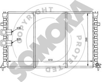 Somora 052240B - Радиатор, охлаждане на двигателя vvparts.bg