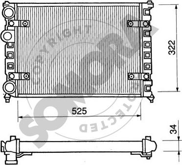Somora 280241 - Радиатор, охлаждане на двигателя vvparts.bg