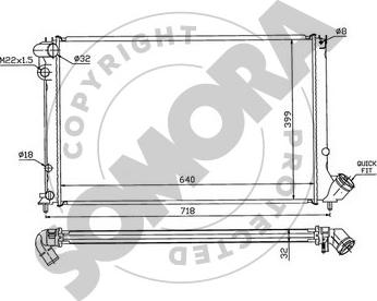 Somora 223240F - Радиатор, охлаждане на двигателя vvparts.bg