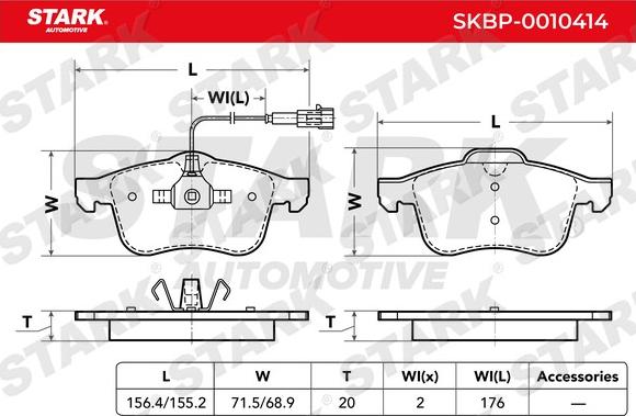 Stark SKBP-0010414 - Комплект спирачно феродо, дискови спирачки vvparts.bg