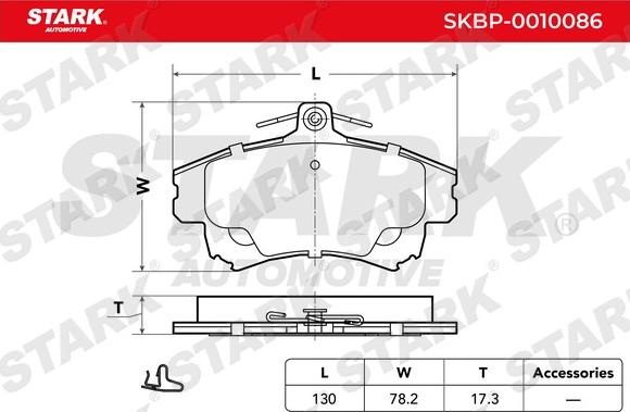 Stark SKBP-0010086 - Комплект спирачно феродо, дискови спирачки vvparts.bg