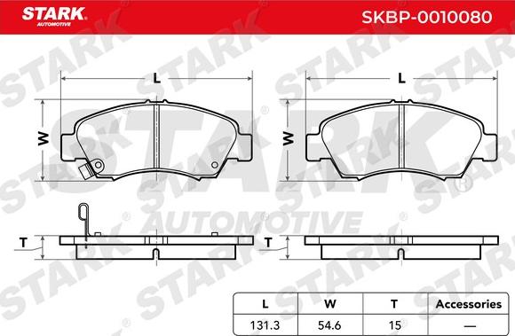 Stark SKBP-0010080 - Комплект спирачно феродо, дискови спирачки vvparts.bg