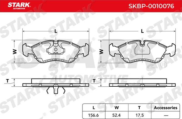 Stark SKBP-0010076 - Комплект спирачно феродо, дискови спирачки vvparts.bg