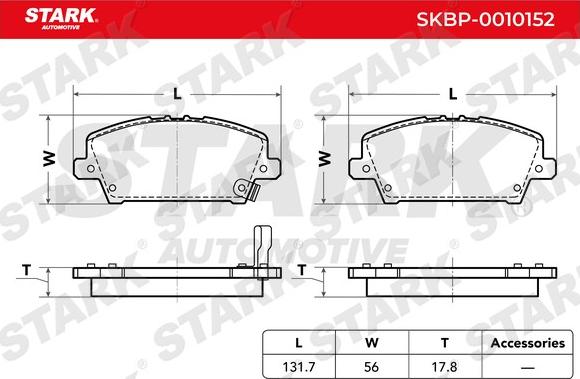 Stark SKBP-0010152 - Комплект спирачно феродо, дискови спирачки vvparts.bg