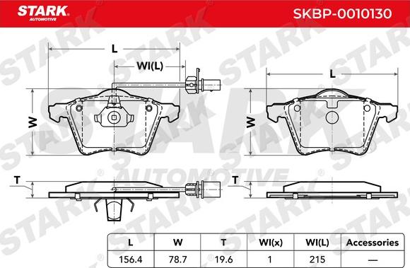 Stark SKBP-0010130 - Комплект спирачно феродо, дискови спирачки vvparts.bg