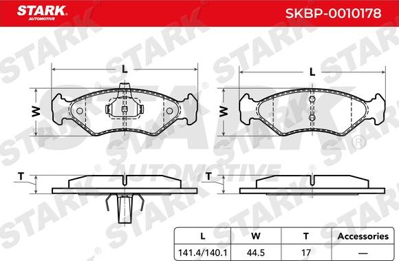 Stark SKBP-0010178 - Комплект спирачно феродо, дискови спирачки vvparts.bg