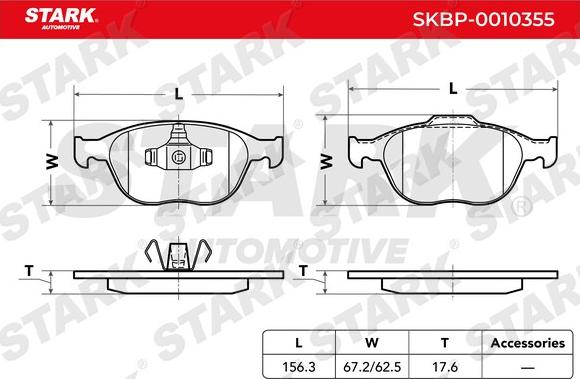 Stark SKBP-0010355 - Комплект спирачно феродо, дискови спирачки vvparts.bg