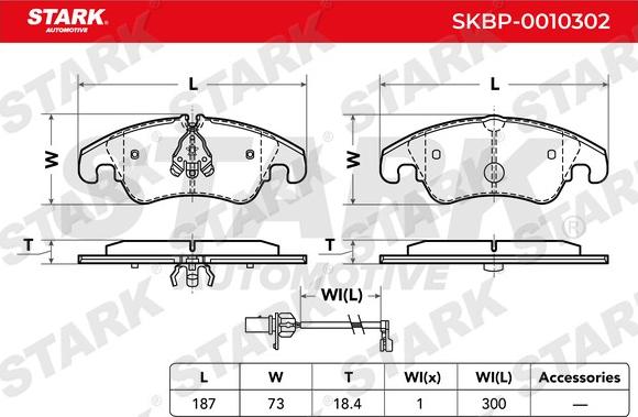 Stark SKBP-0010302 - Комплект спирачно феродо, дискови спирачки vvparts.bg