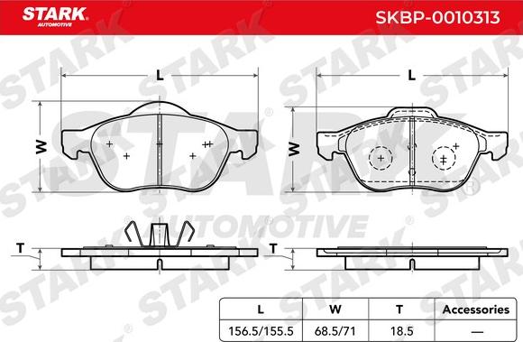 Stark SKBP-0010313 - Комплект спирачно феродо, дискови спирачки vvparts.bg